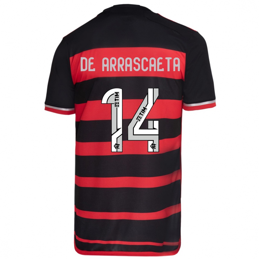 Niño Fútbol Camiseta Giorgian De Arrascaeta #14 Negro Rojo 1ª Equipación 2024/25