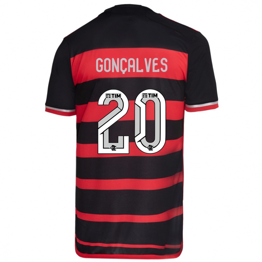 Niño Fútbol Camiseta Matheus Gonçalves #20 Negro Rojo 1ª Equipación 2024/25