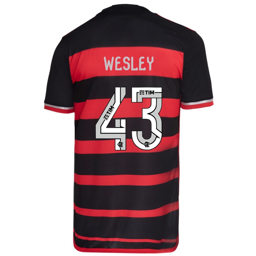 Niño Fútbol Camiseta Wesley #43 Negro Rojo 1ª Equipación 2024/25