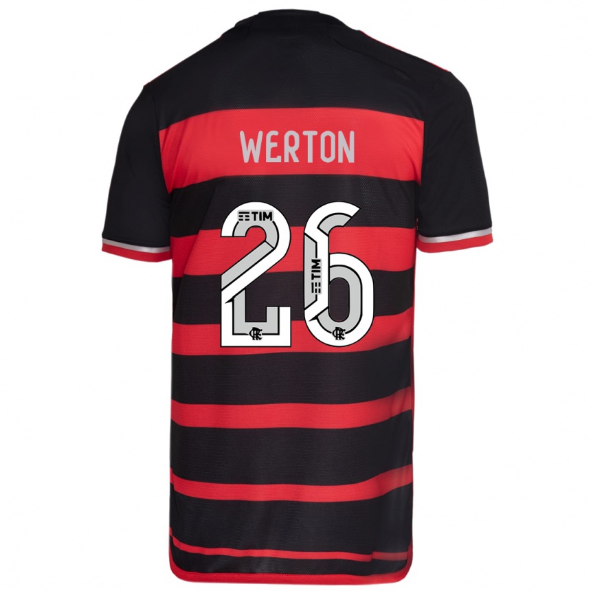 Niño Fútbol Camiseta Werton #26 Negro Rojo 1ª Equipación 2024/25