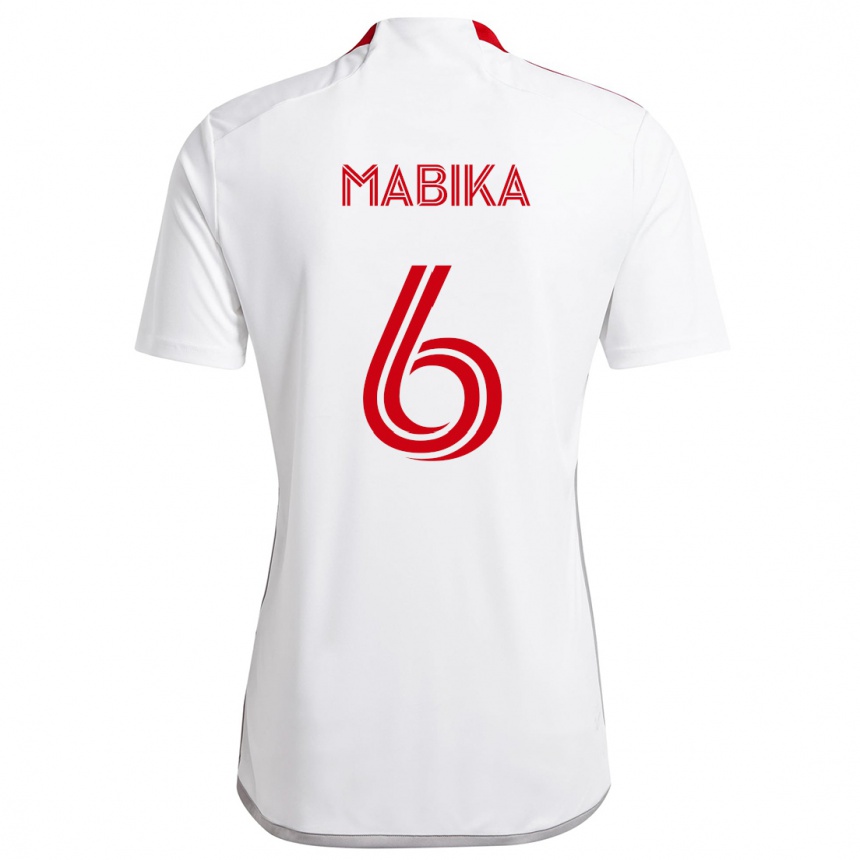 Niño Fútbol Camiseta Aimé Mabika #6 Blanco Rojo 2ª Equipación 2024/25