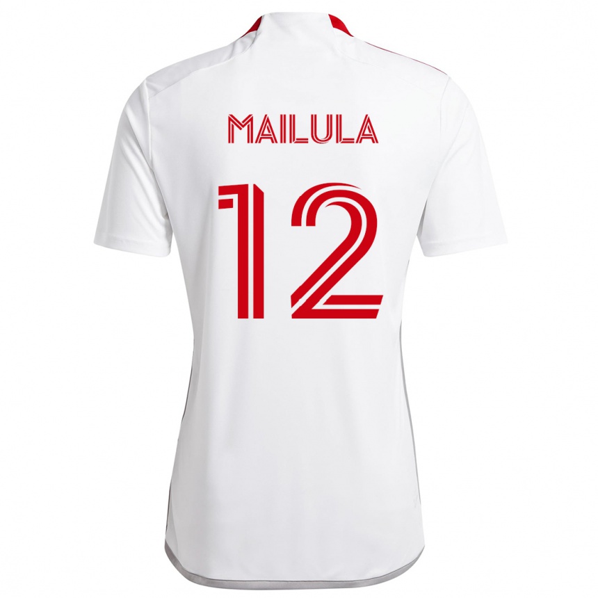 Niño Fútbol Camiseta Cassius Mailula #12 Blanco Rojo 2ª Equipación 2024/25