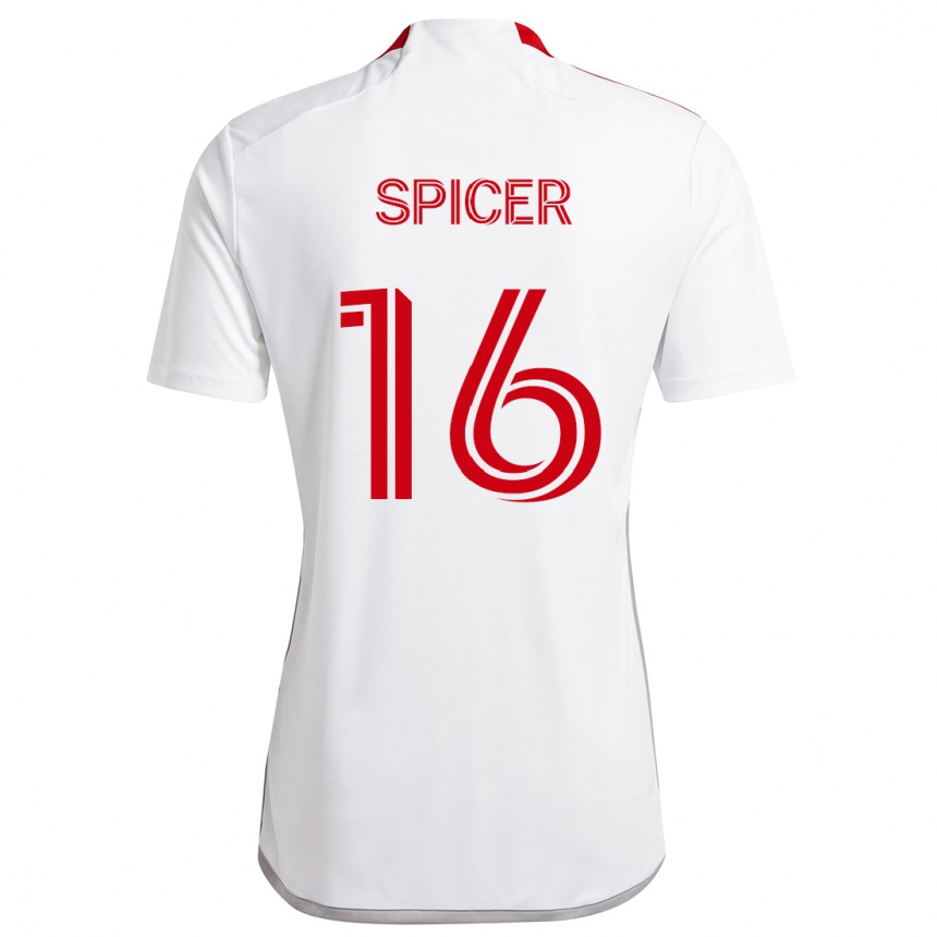 Niño Fútbol Camiseta Tyrese Spicer #16 Blanco Rojo 2ª Equipación 2024/25