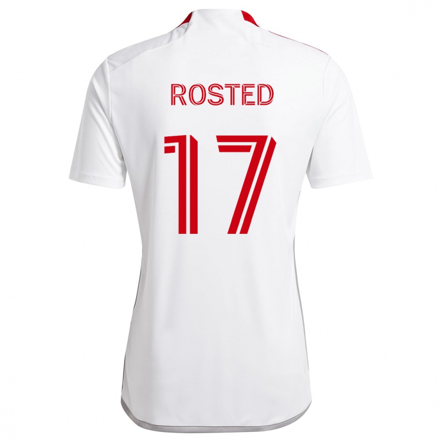 Niño Fútbol Camiseta Sigurd Rosted #17 Blanco Rojo 2ª Equipación 2024/25