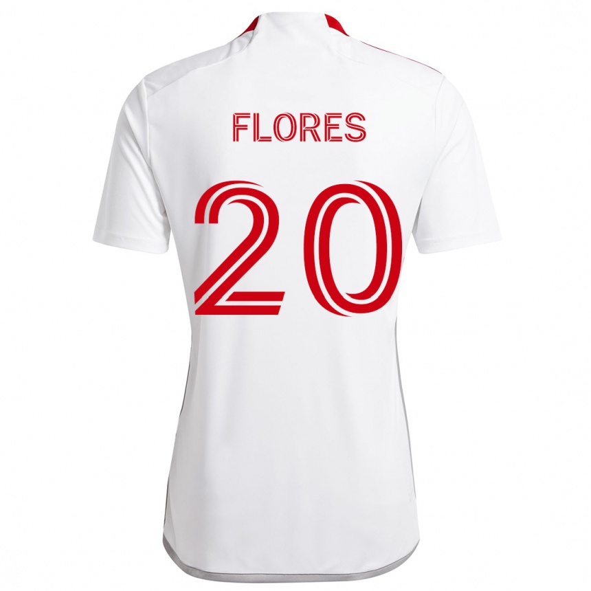 Niño Fútbol Camiseta Deybi Flores #20 Blanco Rojo 2ª Equipación 2024/25