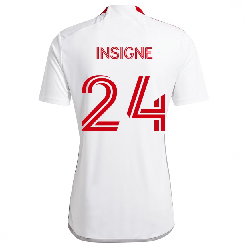 Niño Fútbol Camiseta Lorenzo Insigne #24 Blanco Rojo 2ª Equipación 2024/25