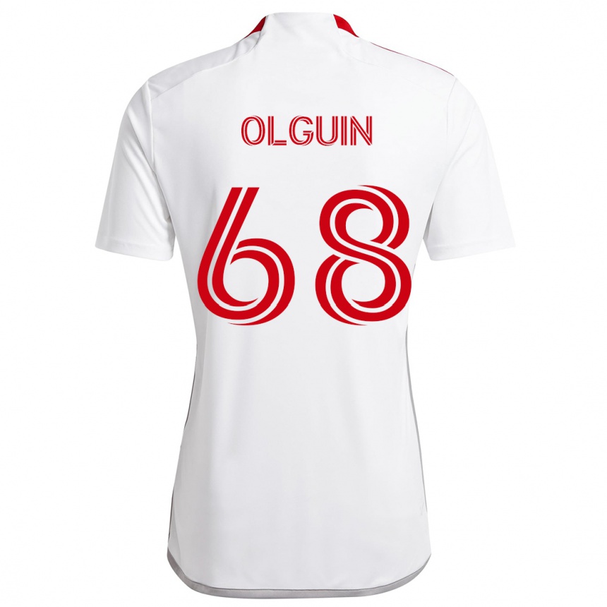 Niño Fútbol Camiseta Lucas Olguin #68 Blanco Rojo 2ª Equipación 2024/25