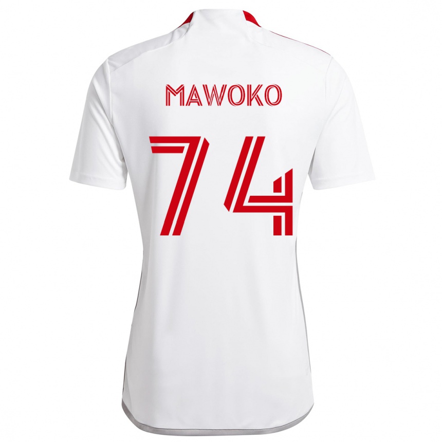 Niño Fútbol Camiseta Kundai Mawoko #74 Blanco Rojo 2ª Equipación 2024/25