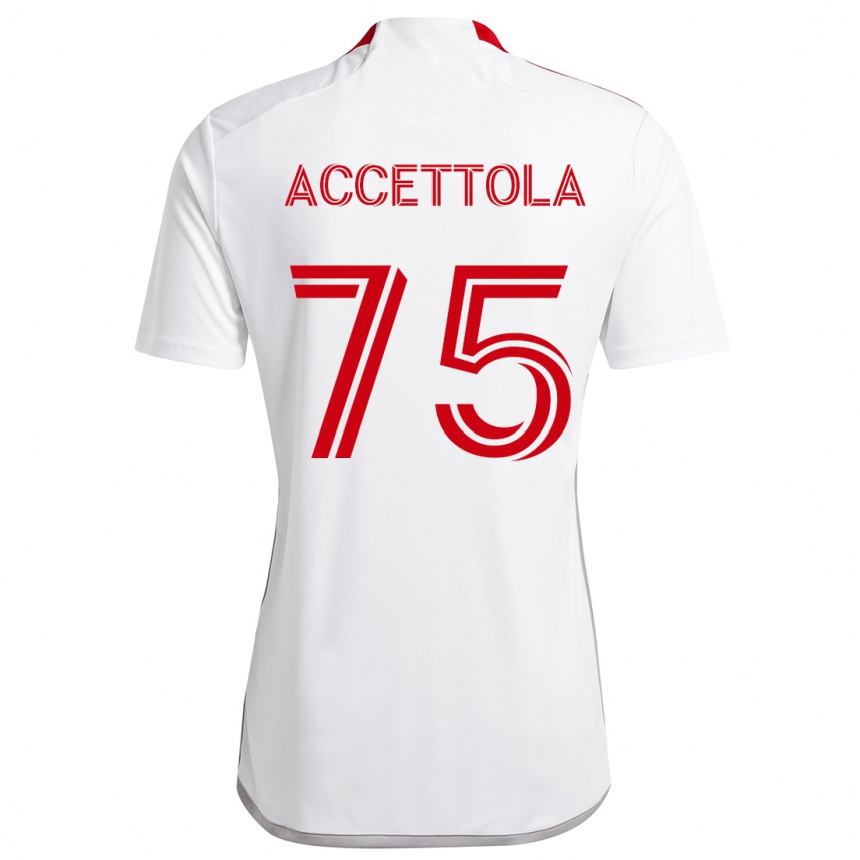 Niño Fútbol Camiseta Luca Accettola #75 Blanco Rojo 2ª Equipación 2024/25