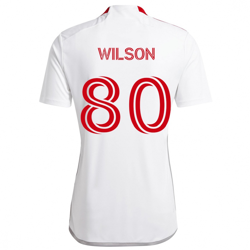 Niño Fútbol Camiseta Shafique Wilson #80 Blanco Rojo 2ª Equipación 2024/25