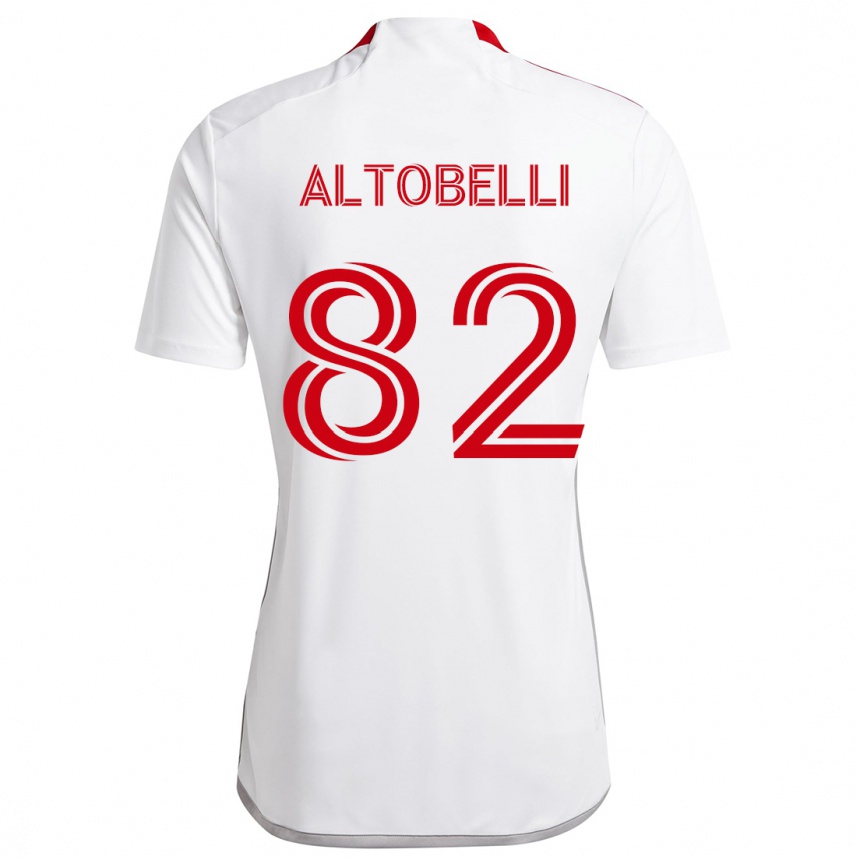 Niño Fútbol Camiseta Julian Altobelli #82 Blanco Rojo 2ª Equipación 2024/25