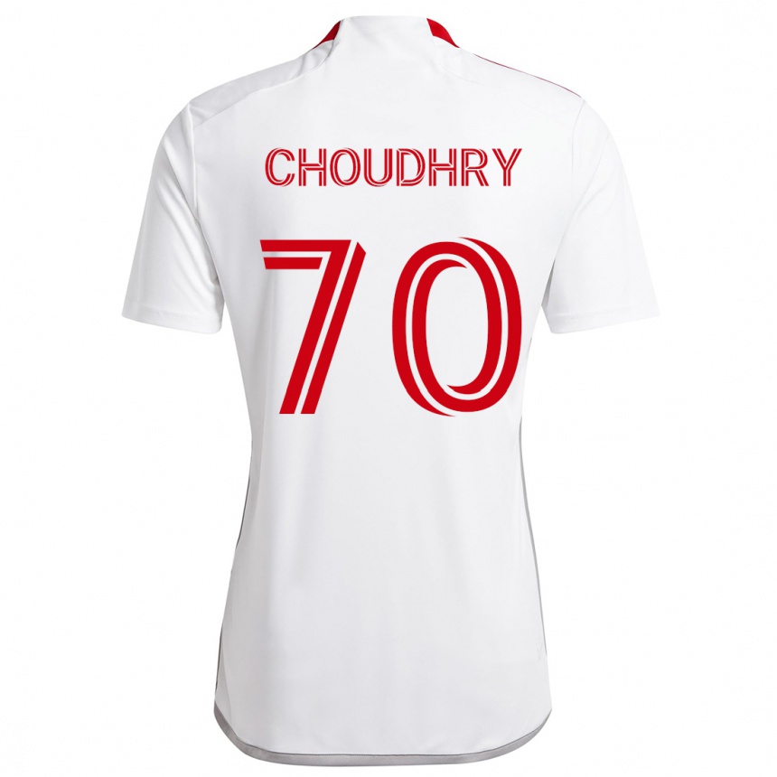 Niño Fútbol Camiseta Benjamin Choudhry #70 Blanco Rojo 2ª Equipación 2024/25