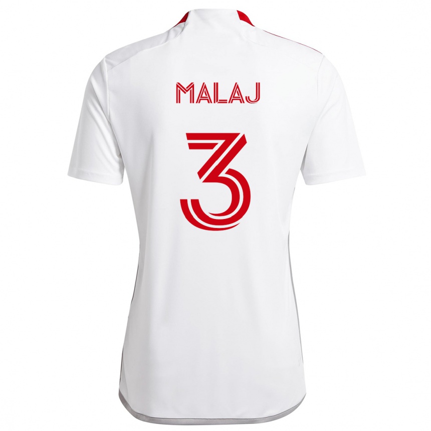 Niño Fútbol Camiseta Albert Malaj #3 Blanco Rojo 2ª Equipación 2024/25