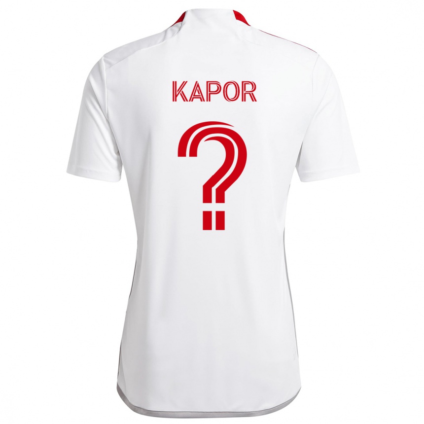 Niño Fútbol Camiseta Stefan Kapor #0 Blanco Rojo 2ª Equipación 2024/25