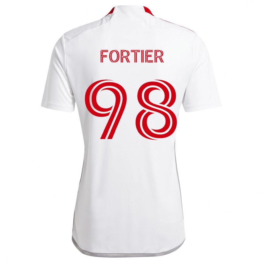 Niño Fútbol Camiseta Kristjan Fortier #98 Blanco Rojo 2ª Equipación 2024/25