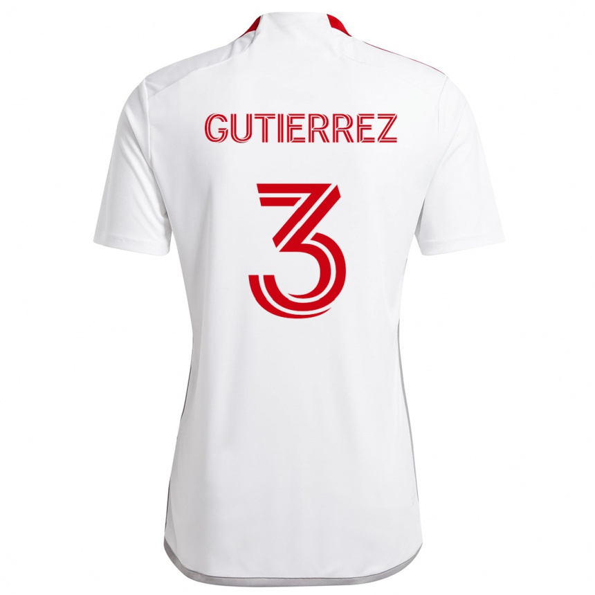 Niño Fútbol Camiseta Cristián Gutiérrez #3 Blanco Rojo 2ª Equipación 2024/25