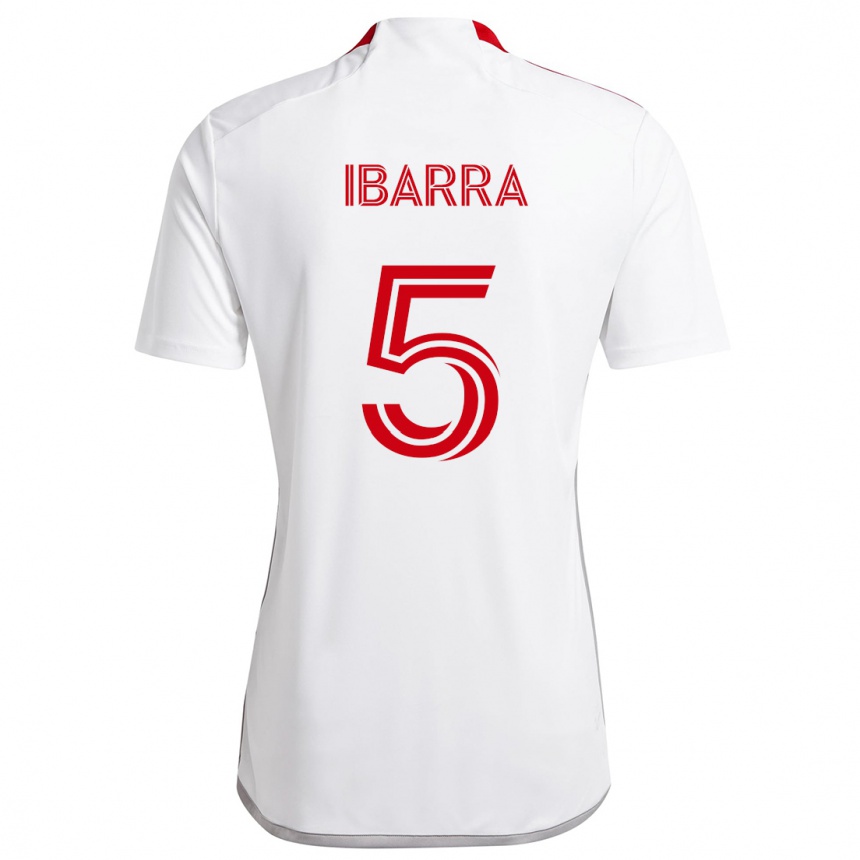 Niño Fútbol Camiseta Franco Ibarra #5 Blanco Rojo 2ª Equipación 2024/25