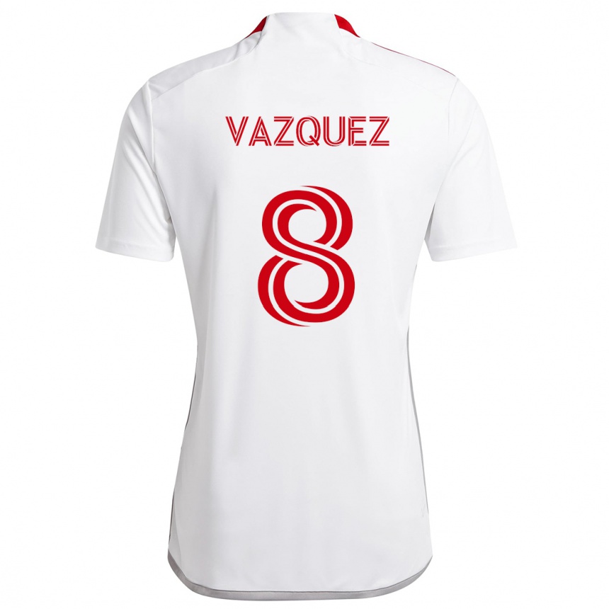 Niño Fútbol Camiseta Víctor Vázquez #8 Blanco Rojo 2ª Equipación 2024/25