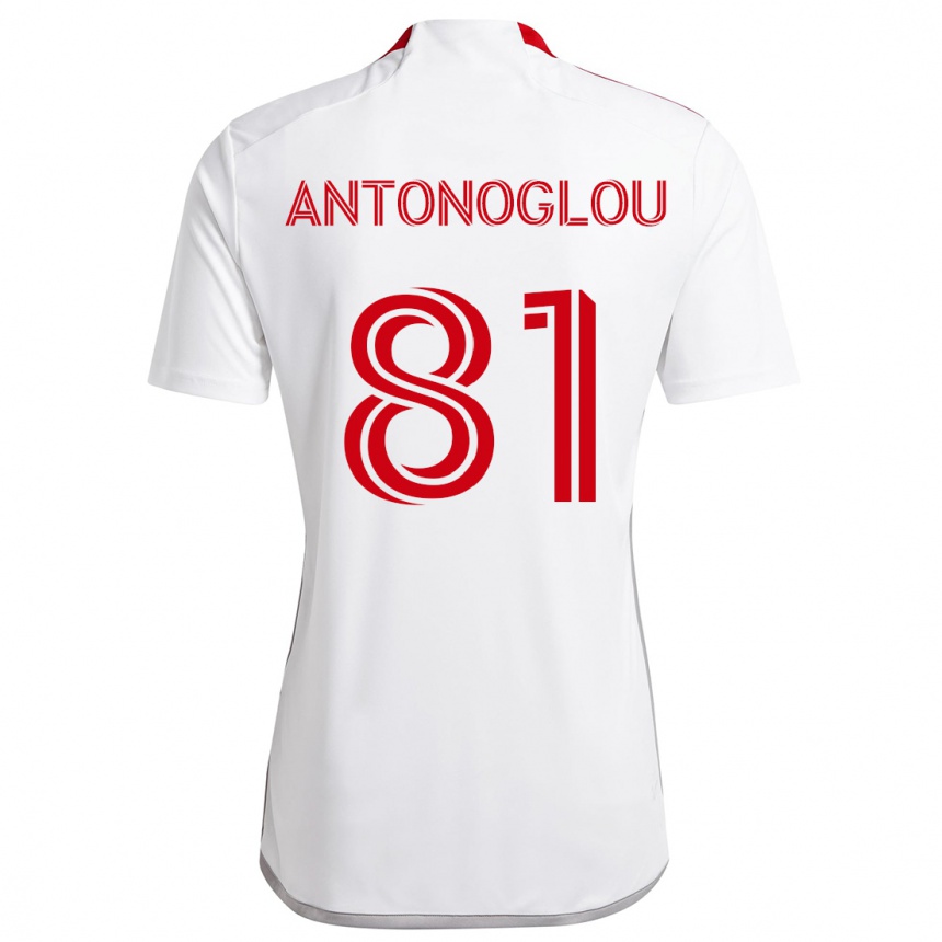 Niño Fútbol Camiseta Themi Antonoglou #81 Blanco Rojo 2ª Equipación 2024/25