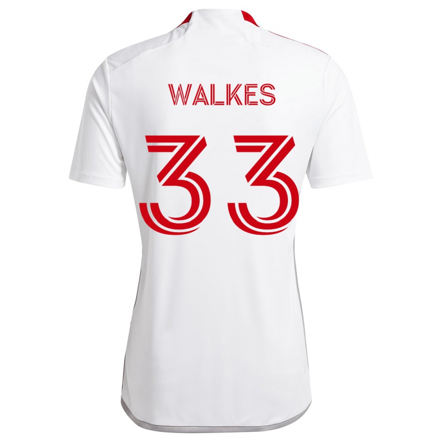 Niño Fútbol Camiseta Reshaun Walkes #33 Blanco Rojo 2ª Equipación 2024/25