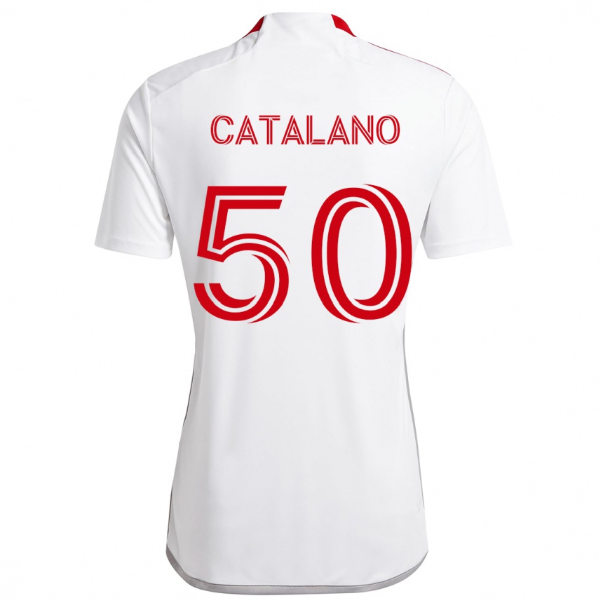 Niño Fútbol Camiseta Gianluca Catalano #50 Blanco Rojo 2ª Equipación 2024/25