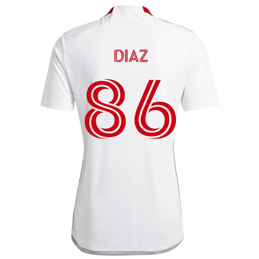 Niño Fútbol Camiseta Alec Díaz #86 Blanco Rojo 2ª Equipación 2024/25