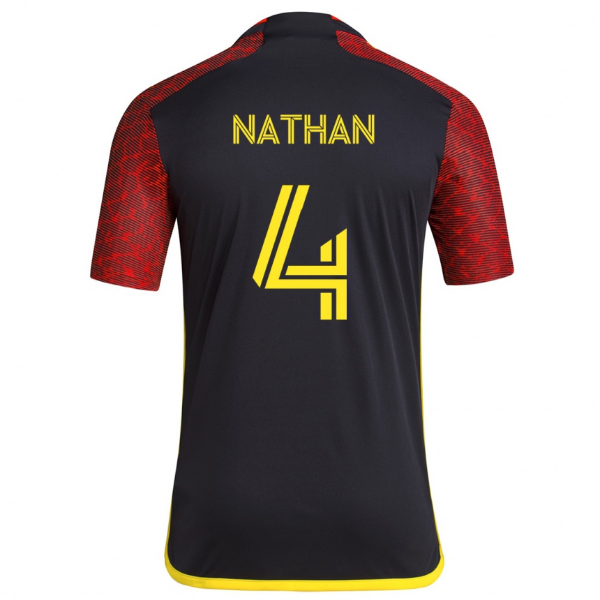 Niño Fútbol Camiseta Nathan #4 Negro Rojo 2ª Equipación 2024/25