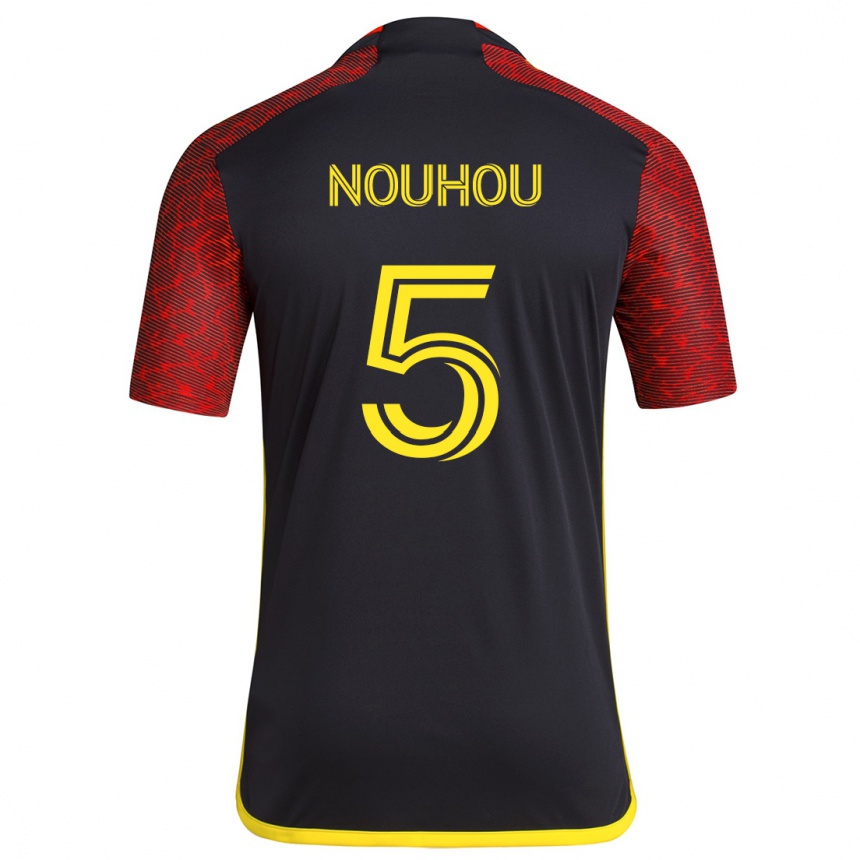 Niño Fútbol Camiseta Nouhou #5 Negro Rojo 2ª Equipación 2024/25