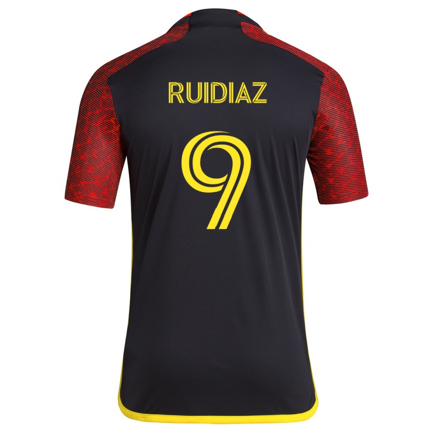 Niño Fútbol Camiseta Raúl Ruidíaz #9 Negro Rojo 2ª Equipación 2024/25