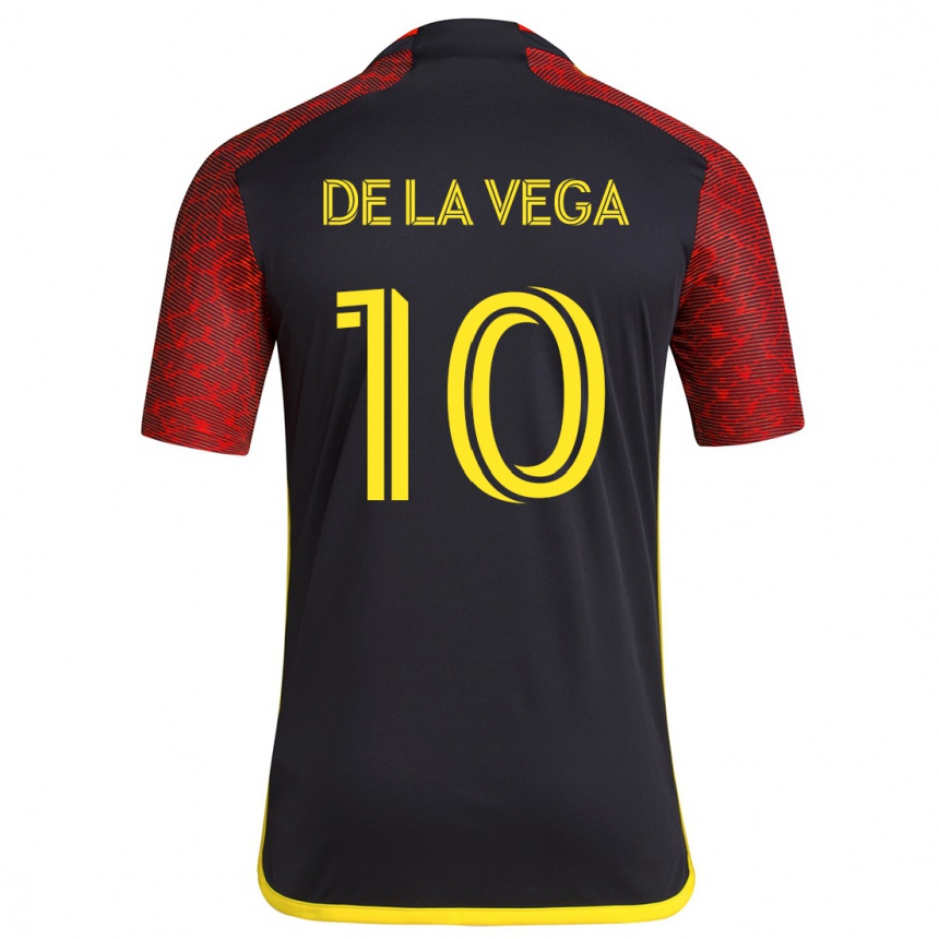 Niño Fútbol Camiseta Pedro De La Vega #10 Negro Rojo 2ª Equipación 2024/25