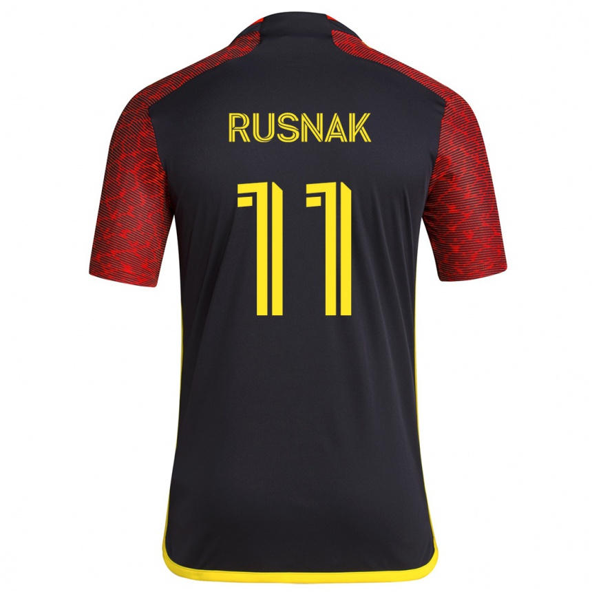 Niño Fútbol Camiseta Albert Rusnák #11 Negro Rojo 2ª Equipación 2024/25