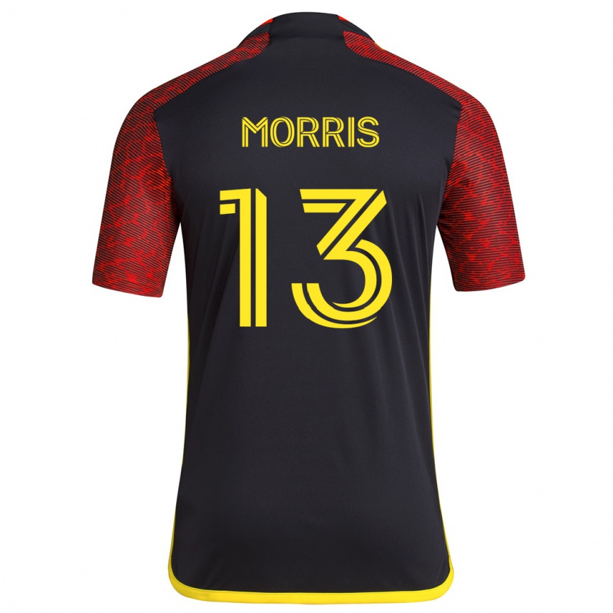 Niño Fútbol Camiseta Jordan Morris #13 Negro Rojo 2ª Equipación 2024/25