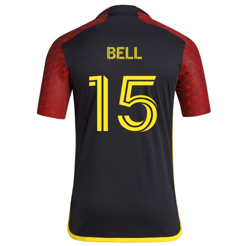 Niño Fútbol Camiseta Jon Bell #15 Negro Rojo 2ª Equipación 2024/25