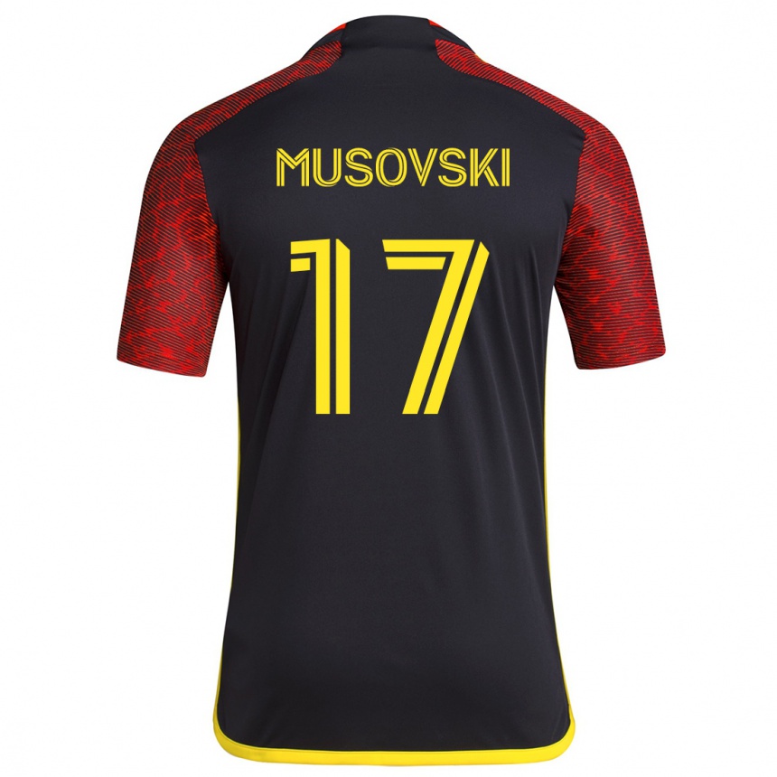 Niño Fútbol Camiseta Danny Musovski #17 Negro Rojo 2ª Equipación 2024/25