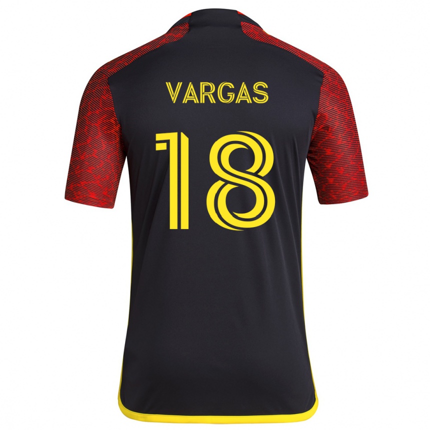 Niño Fútbol Camiseta Obed Vargas #18 Negro Rojo 2ª Equipación 2024/25