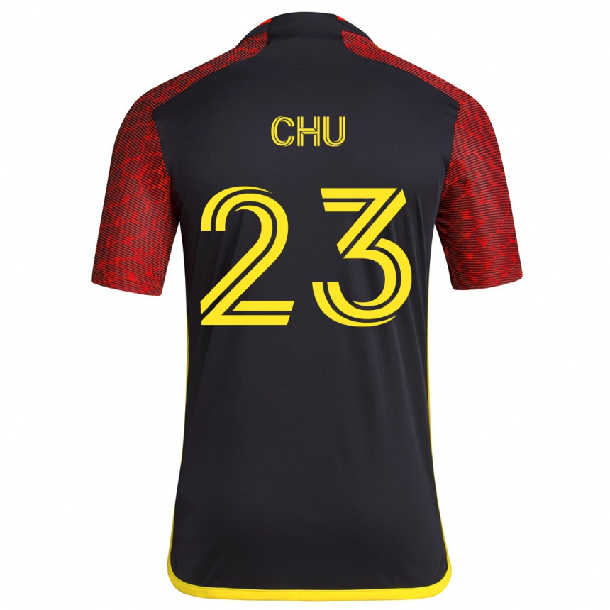 Niño Fútbol Camiseta Léo Chú #23 Negro Rojo 2ª Equipación 2024/25