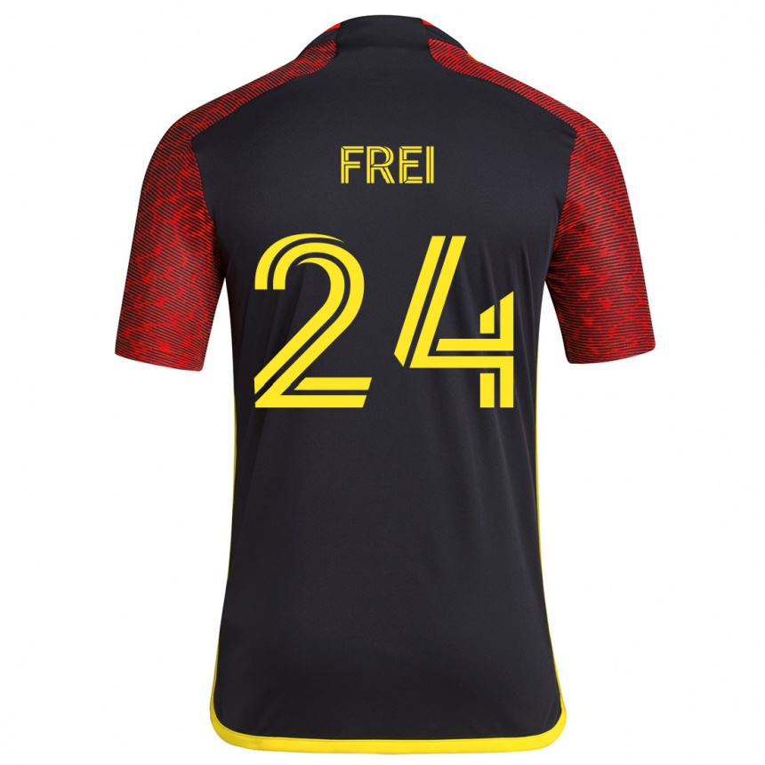 Niño Fútbol Camiseta Stefan Frei #24 Negro Rojo 2ª Equipación 2024/25