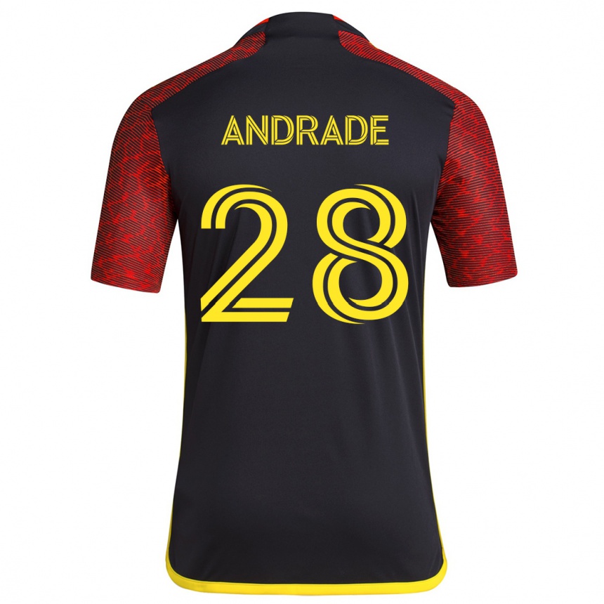 Niño Fútbol Camiseta Yeimar Gómez Andrade #28 Negro Rojo 2ª Equipación 2024/25