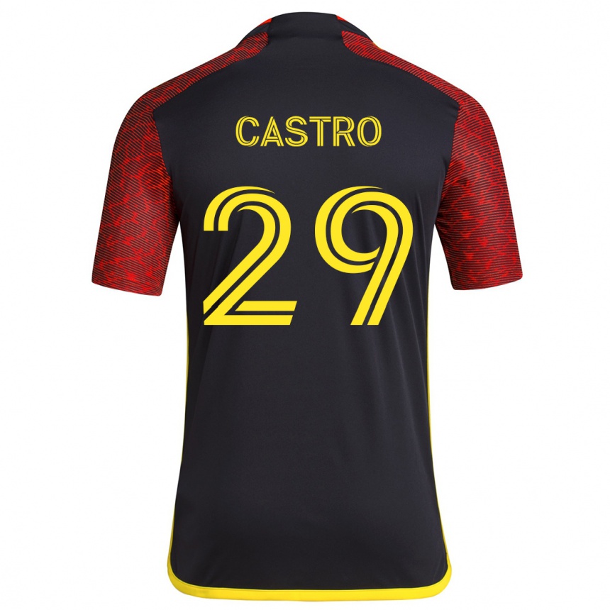 Niño Fútbol Camiseta Jacob Castro #29 Negro Rojo 2ª Equipación 2024/25