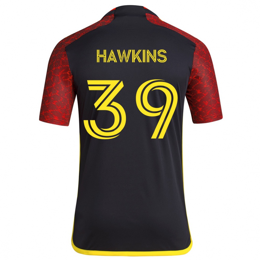 Niño Fútbol Camiseta Stuart Hawkins #39 Negro Rojo 2ª Equipación 2024/25