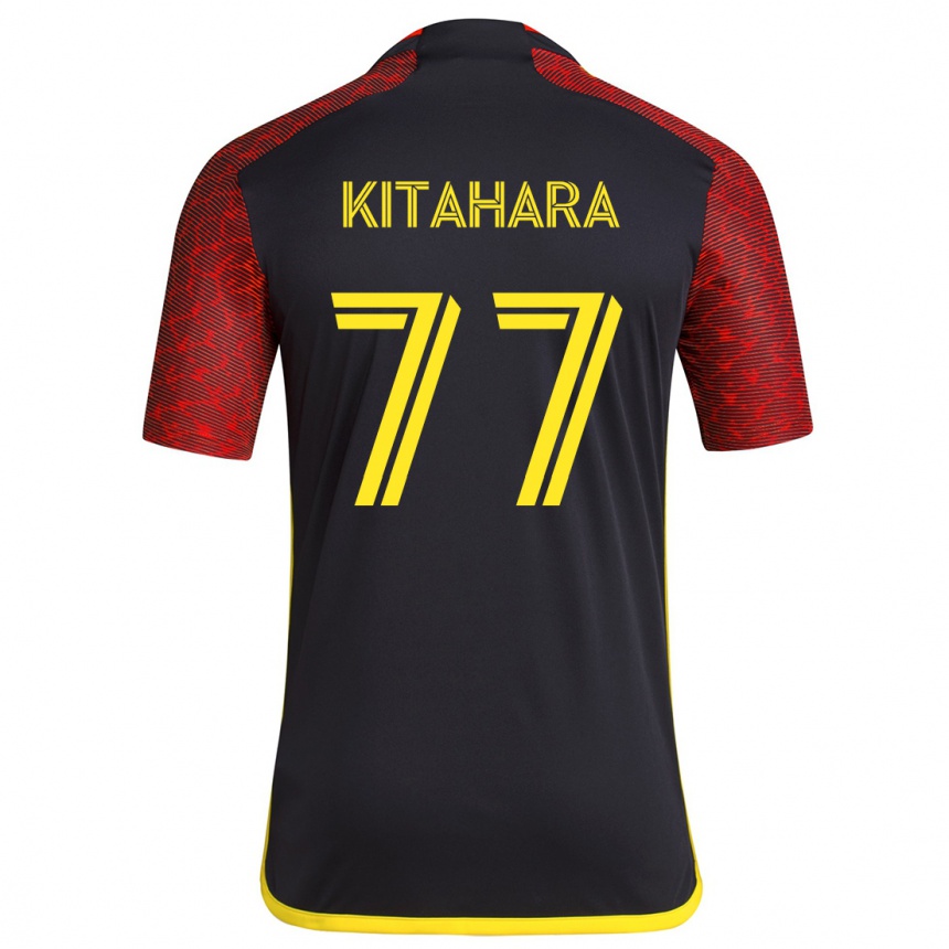 Niño Fútbol Camiseta Sota Kitahara #77 Negro Rojo 2ª Equipación 2024/25