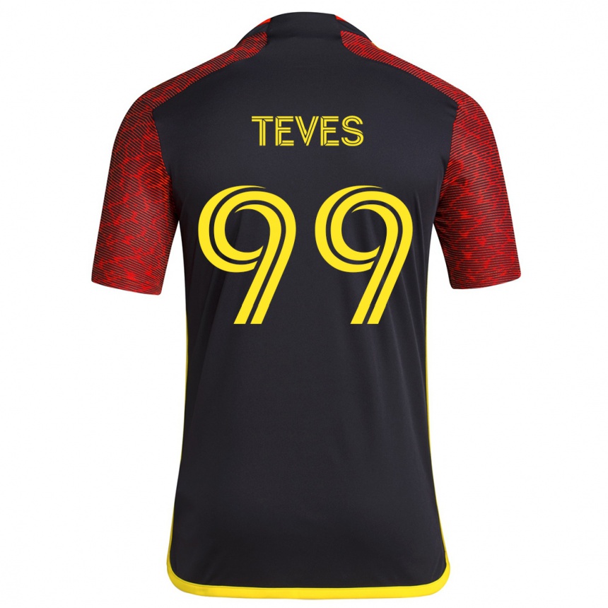 Niño Fútbol Camiseta Dylan Teves #99 Negro Rojo 2ª Equipación 2024/25