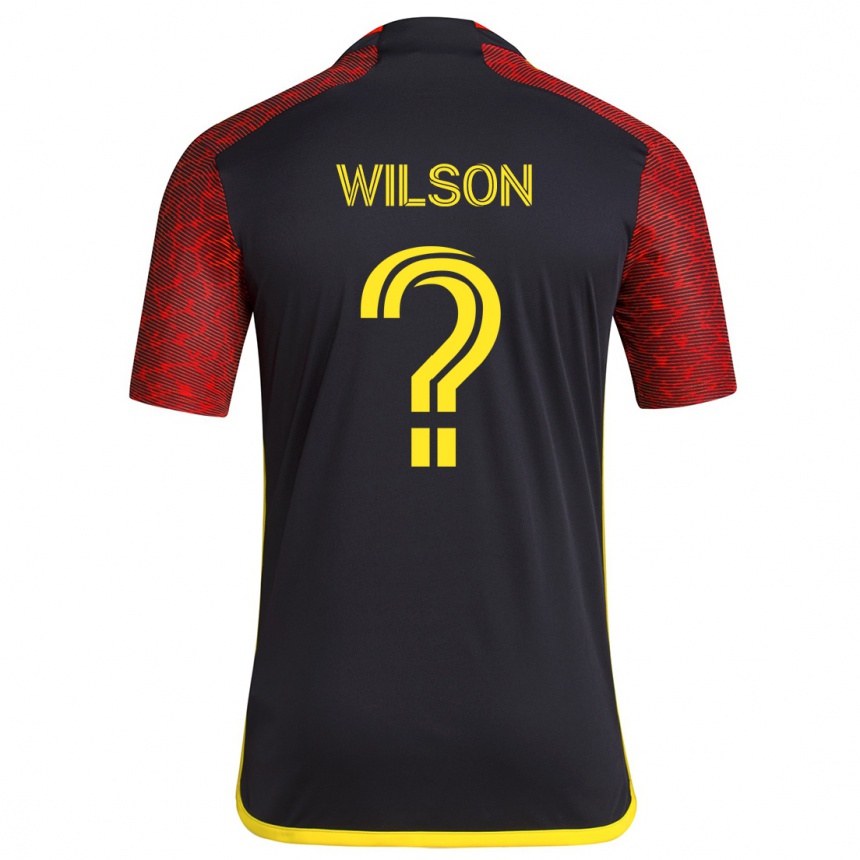 Niño Fútbol Camiseta Trevor Wilson #0 Negro Rojo 2ª Equipación 2024/25