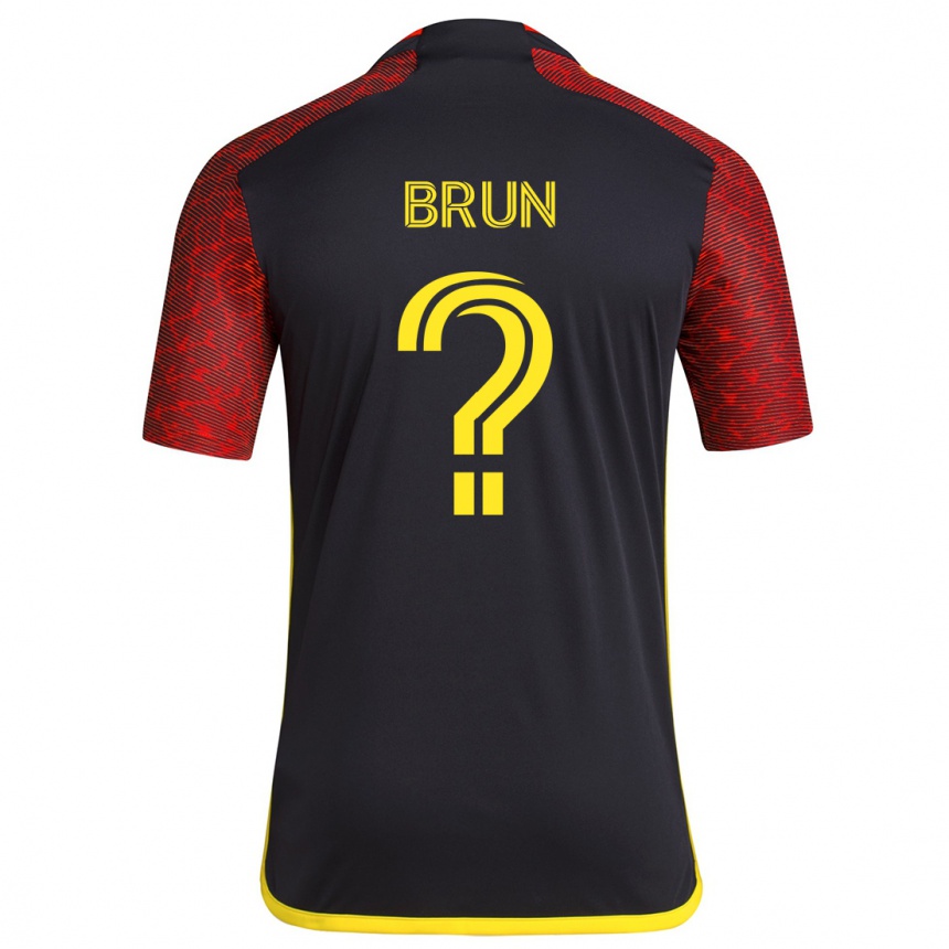 Niño Fútbol Camiseta Shaun Brun #0 Negro Rojo 2ª Equipación 2024/25