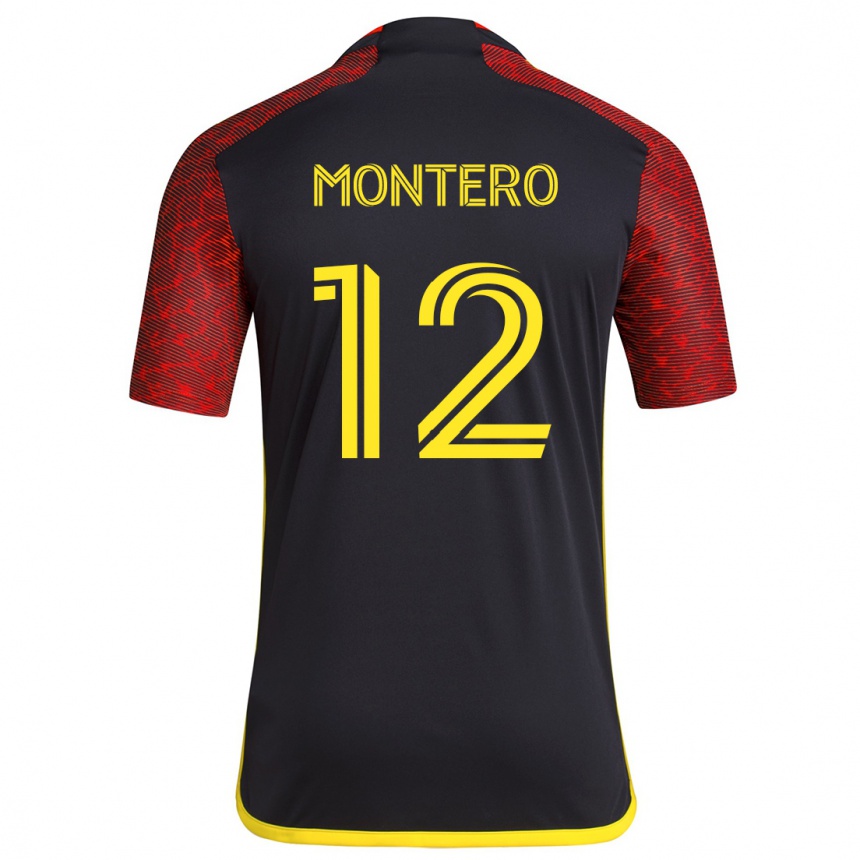 Niño Fútbol Camiseta Fredy Montero #12 Negro Rojo 2ª Equipación 2024/25