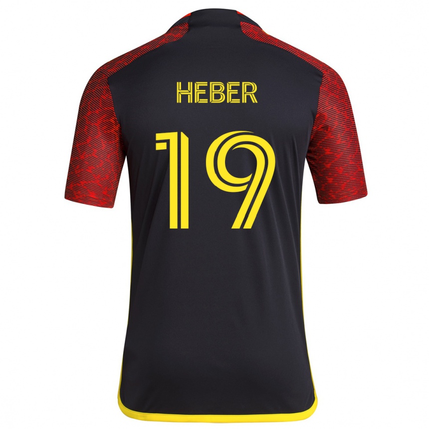 Niño Fútbol Camiseta Héber #19 Negro Rojo 2ª Equipación 2024/25