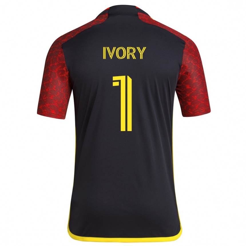 Niño Fútbol Camiseta Laurel Ivory #1 Negro Rojo 2ª Equipación 2024/25