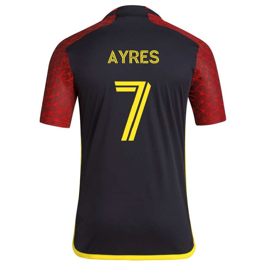 Niño Fútbol Camiseta Melina Ayres #7 Negro Rojo 2ª Equipación 2024/25