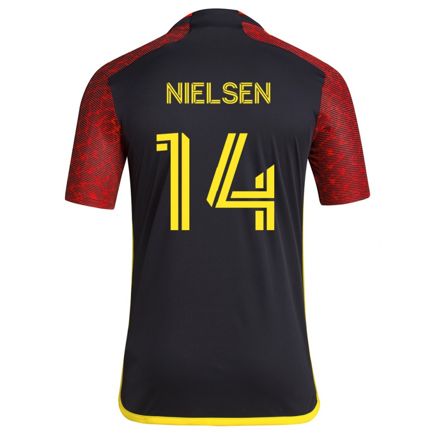 Niño Fútbol Camiseta Taylor Nielsen #14 Negro Rojo 2ª Equipación 2024/25