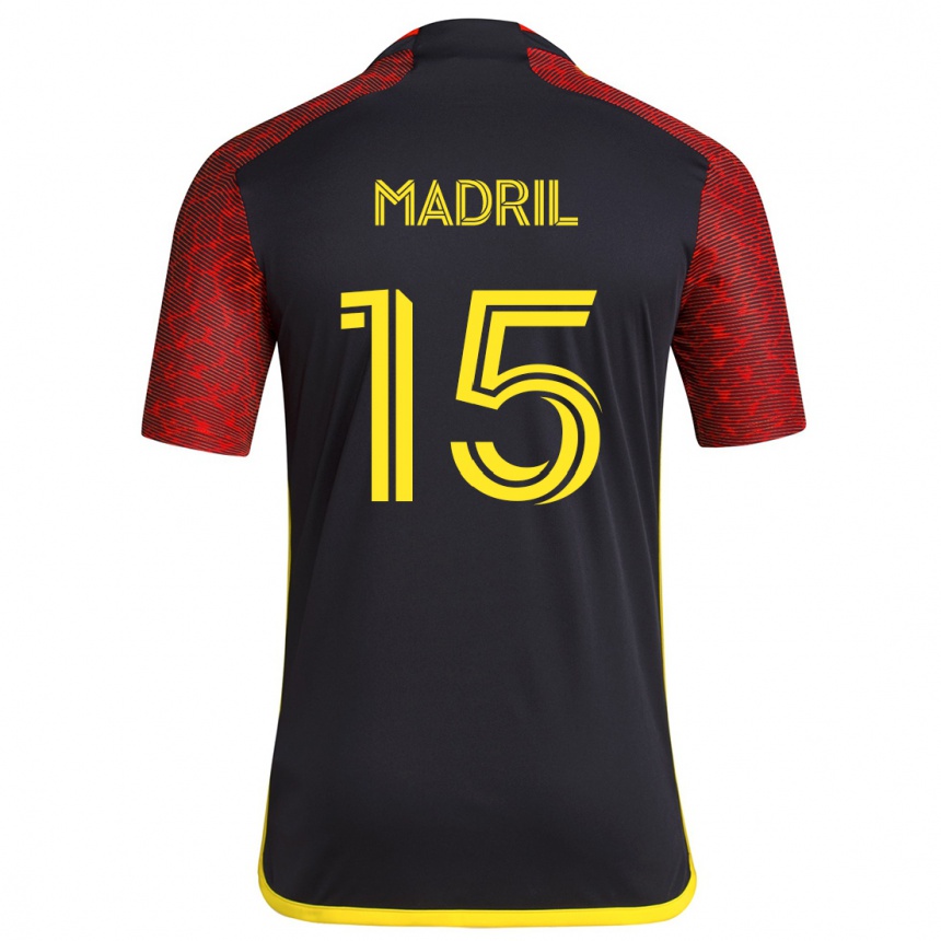 Niño Fútbol Camiseta Emily Madril #15 Negro Rojo 2ª Equipación 2024/25